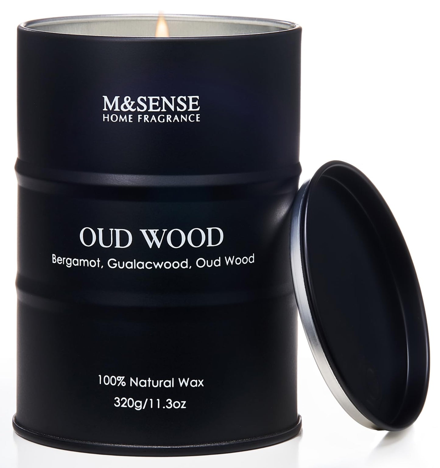 M&SENSE Oud Wood Scented Candles - Natural Soy Wax 11.3oz | 60-70h Burn Time | Gifts for Men & Women