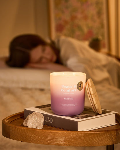 M&SENSE Lavender Amber Candle – 14.1oz Soy Wax Aromatherapy, 80h