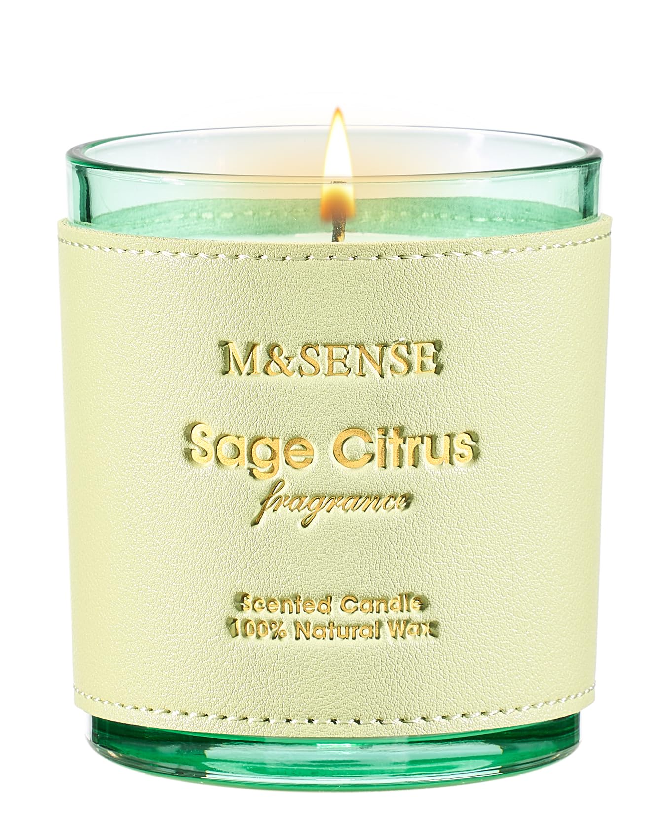 M&SENSE Sage Citrus Scented Vegan Soy Candle – 10oz, 42-Hour Burn Time | Luxury Home Fragrance