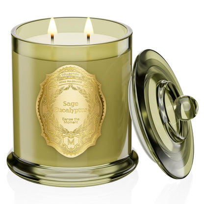 M&SENSE Sage Eucalyptus Soy Candle – 12.7oz, 2-Wick, 70-Hour Burn, Non-Toxic