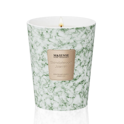 M&SENSE Sandalwood Jasmine Scented Candles – 3-Wick Jar, 14.1 oz, 75h Burn Time