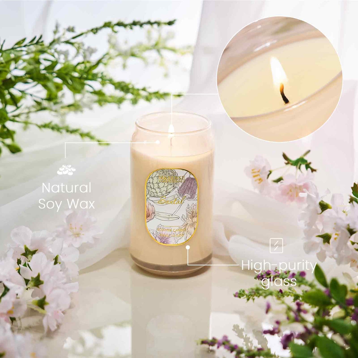 M&SENSE Santal Candles – 10.6 oz Soy Wax, Non-Toxic, Up to 60 Hours, Home Fragrance Gift