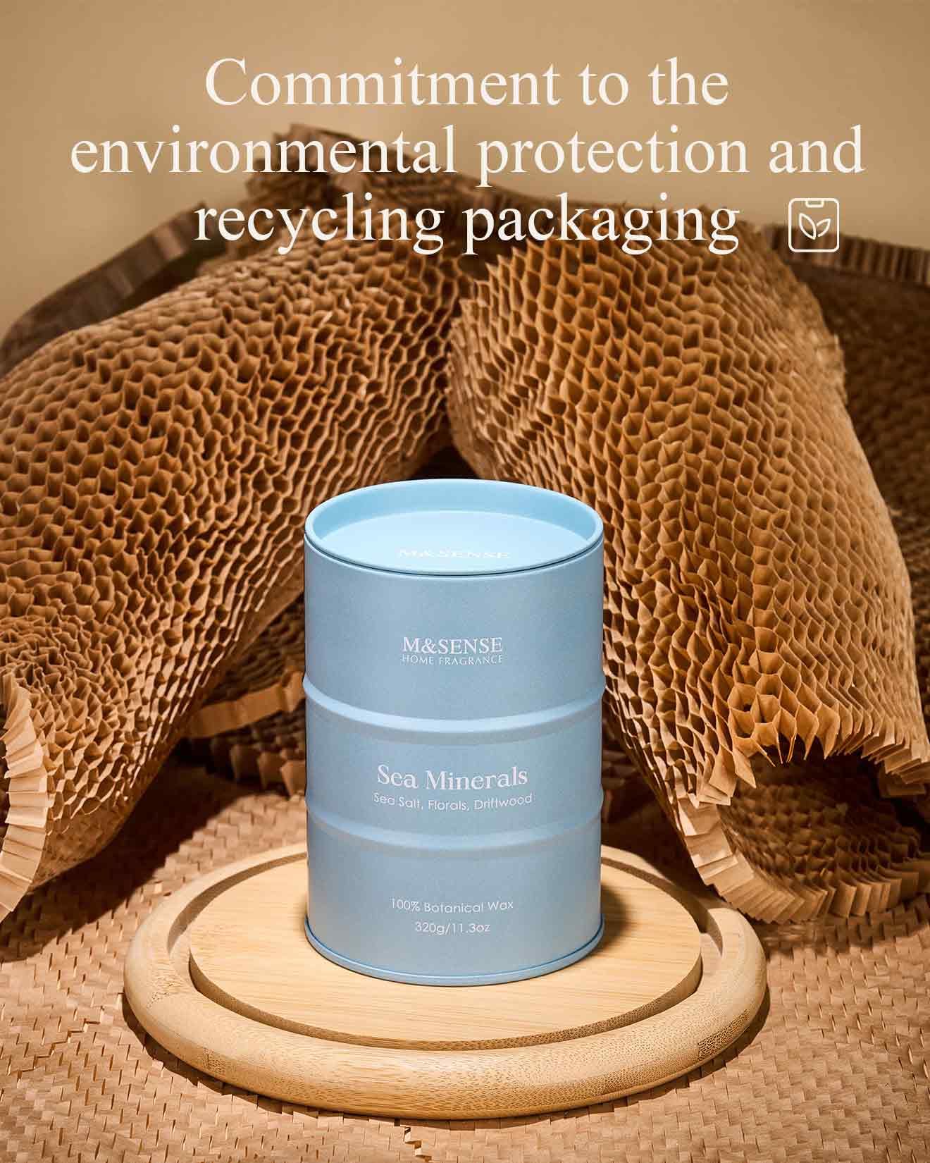 M&SENSE Sea Minerals Scented Candle – Ocean Aromatherapy, 11.3oz, 70h Burn