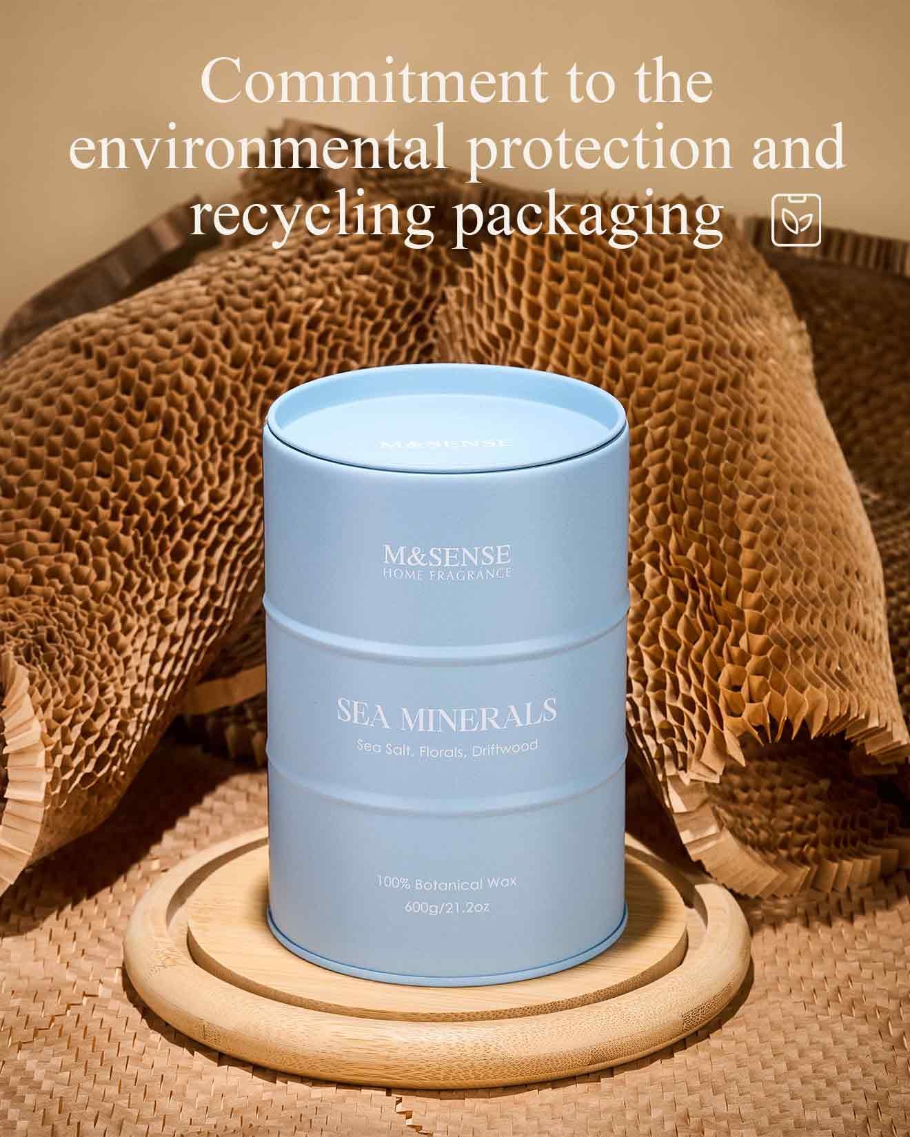 M&SENSE Sea Minerals Scented Candle – Ocean Large, 21.2oz Natural Soy, 120-Hour Slow Burning