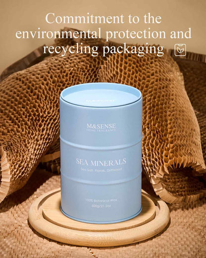 M&SENSE Sea Minerals Scented Candle – Ocean Large, 21.2oz Natural Soy, 120-Hour Slow Burning
