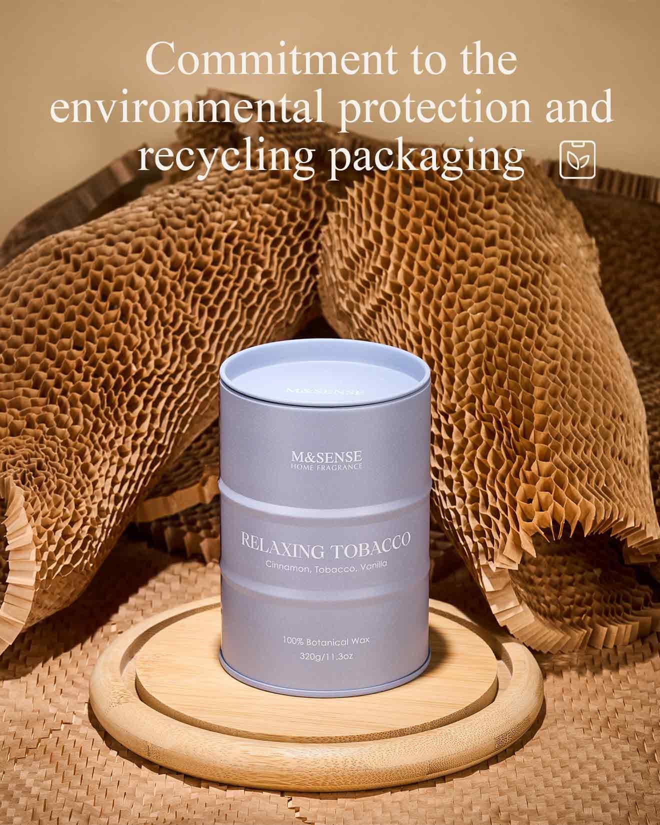 M&SENSE Tobacco Scented Candle – Natural Soy Blend, 11.3oz, 70-Hour Burn | Aromatherapy