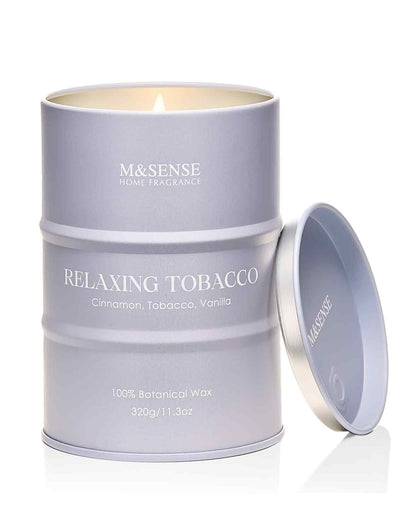 M&SENSE Tobacco Scented Candle – Natural Soy Blend, 11.3oz, 70-Hour Burn | Aromatherapy