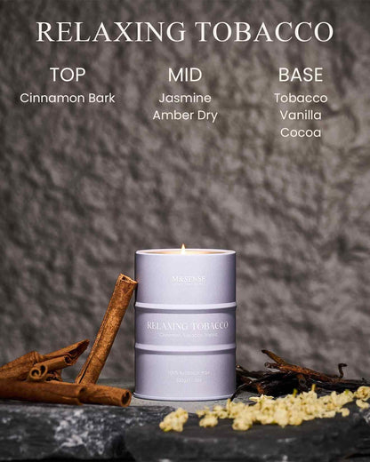 M&SENSE Tobacco Scented Candle – Natural Soy Blend, 11.3oz, 70-Hour Burn | Aromatherapy