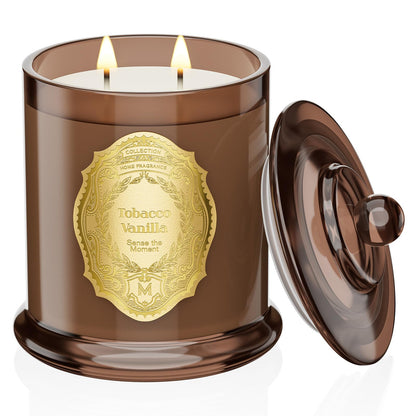 M&SENSE Tobacco Vanilla Soy Candles – 12.7oz, 2-Wick, 70-Hour Burn, Non-Toxic, Luxury Gift