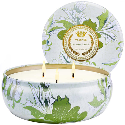 M&SENSE Tomato Vine Jasmine 3-Wick Soy Candle – 40-50h Burn Time