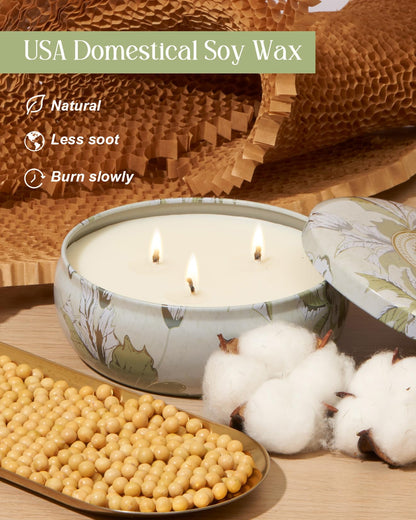 M&SENSE Tomato Vine Jasmine 3-Wick Soy Candle – 40-50h Burn Time