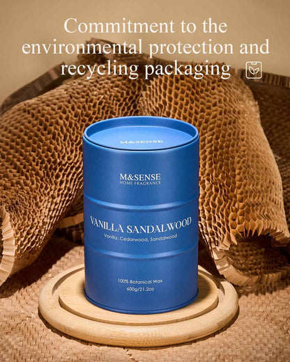 M&SENSE Vanilla Sandalwood Scented Candles – Large 21.2oz Natural Soy, 120-Hour Slow Burn