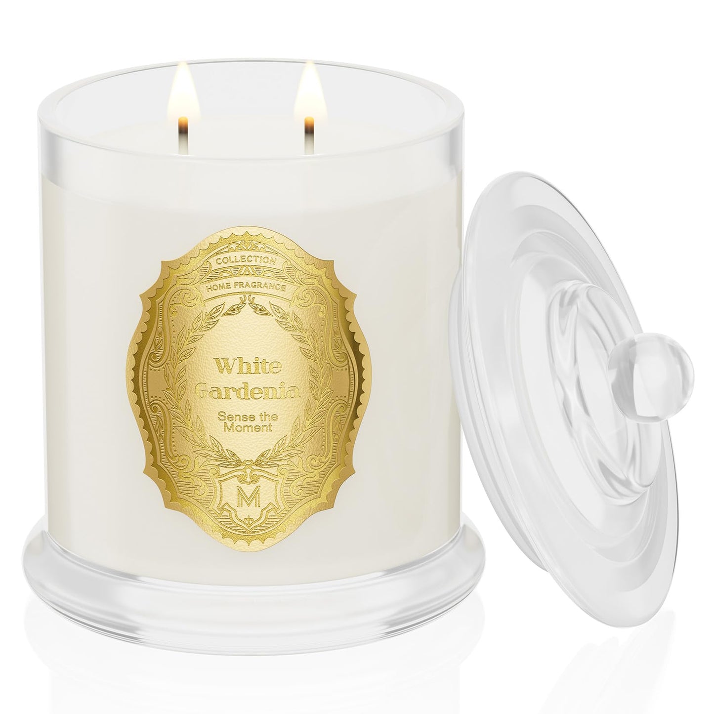 M&SENSE White Gardenia Candles – 2-Wick Soy, Non-Toxic, 70-Hour Burn | Luxury Home Scent Gift