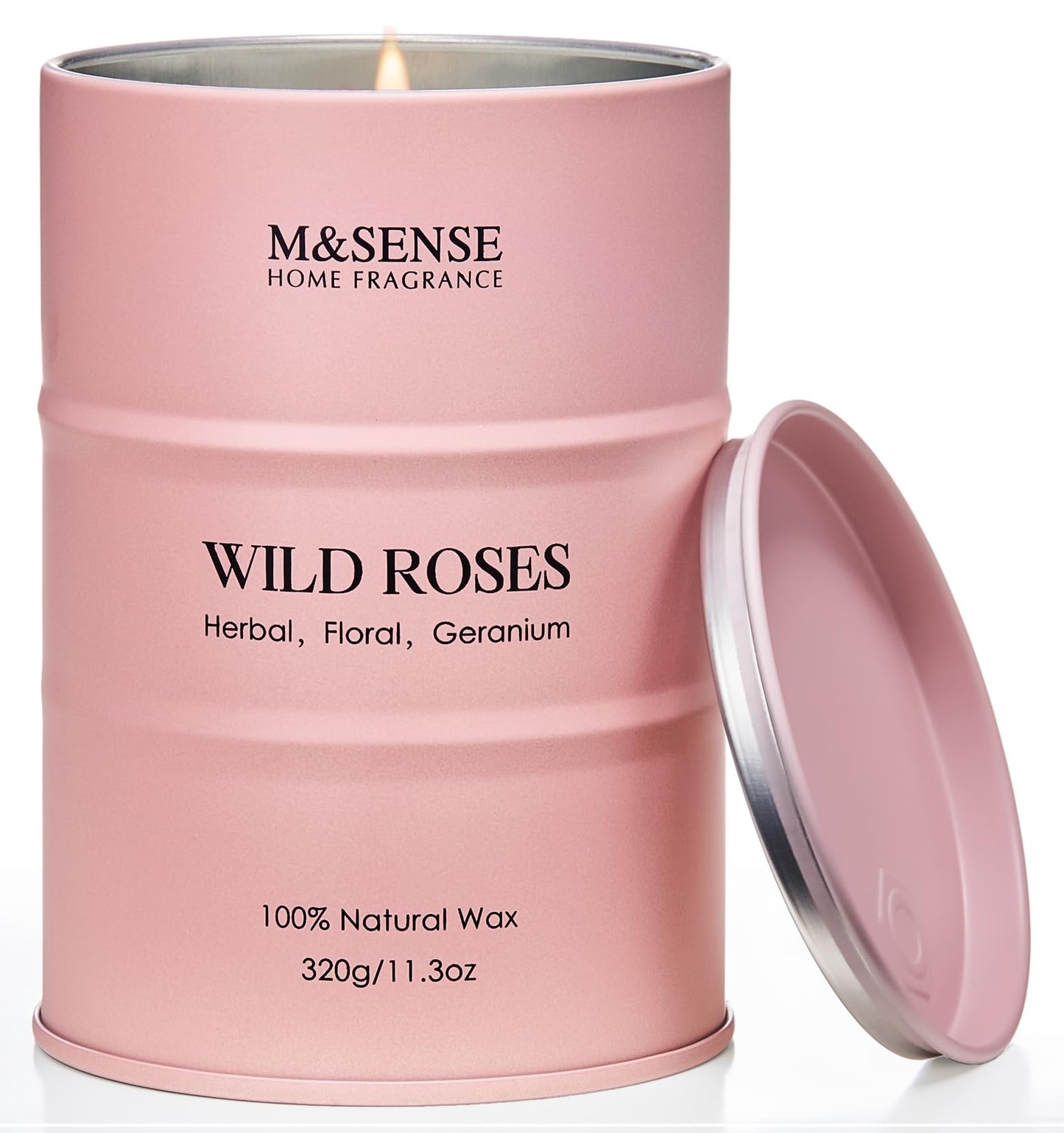 M&SENSE Wild Rose Natural Scented Candle – 70 Hours, Soy Wax, Aromatherapy Gift