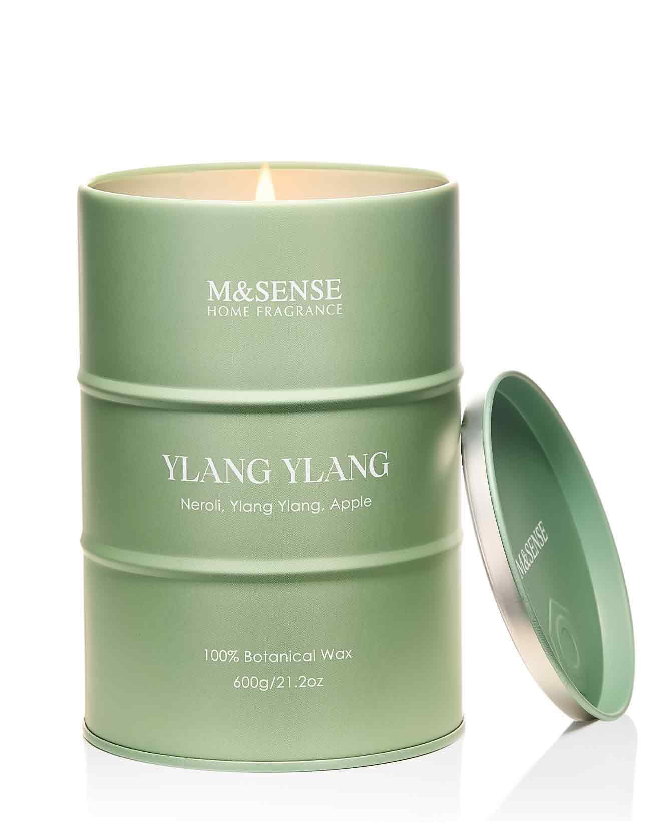 M&SENSE Ylang Ylang Scented Candles - Large 21.2oz Natural Soy, 120-Hour Burn
