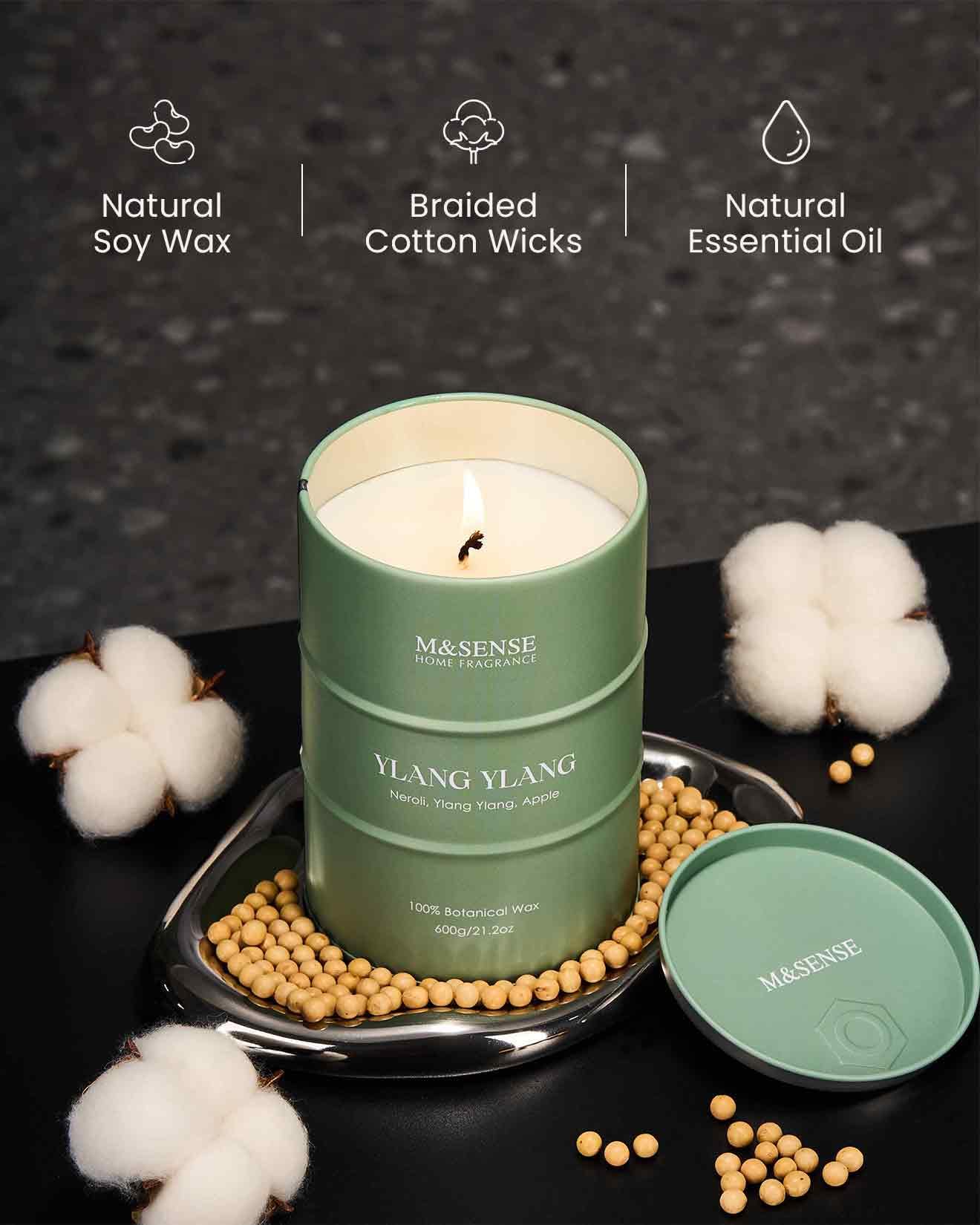 M&SENSE Ylang Ylang Scented Candles - Large 21.2oz Natural Soy, 120-Hour Burn