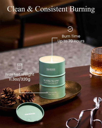 M&SENSE Ylang Ylang Scented Candle – Natural, Non-Toxic, 11.3oz, 70-Hour Burn