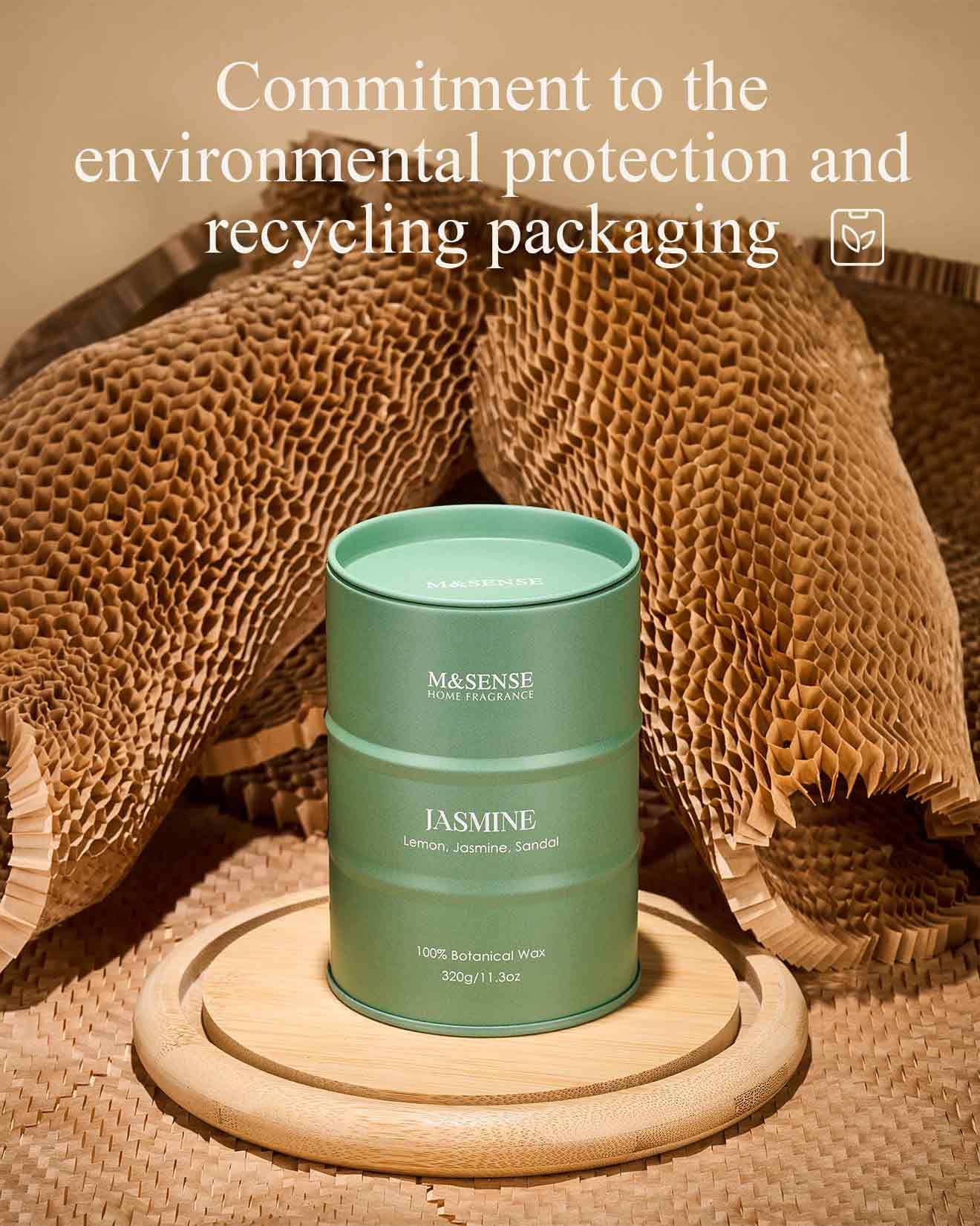 M&SENSE Jasmine Scented Candle - Natural Non-Toxic Soy Blend, Aromatherapy, 100-120h Burn