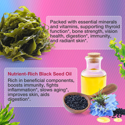 MSLOTAL Irish Sea Moss Gummies with Black Seed Oil, Ashwagandha & Shilajit – Immune Support, Vegan, 120 Gummies