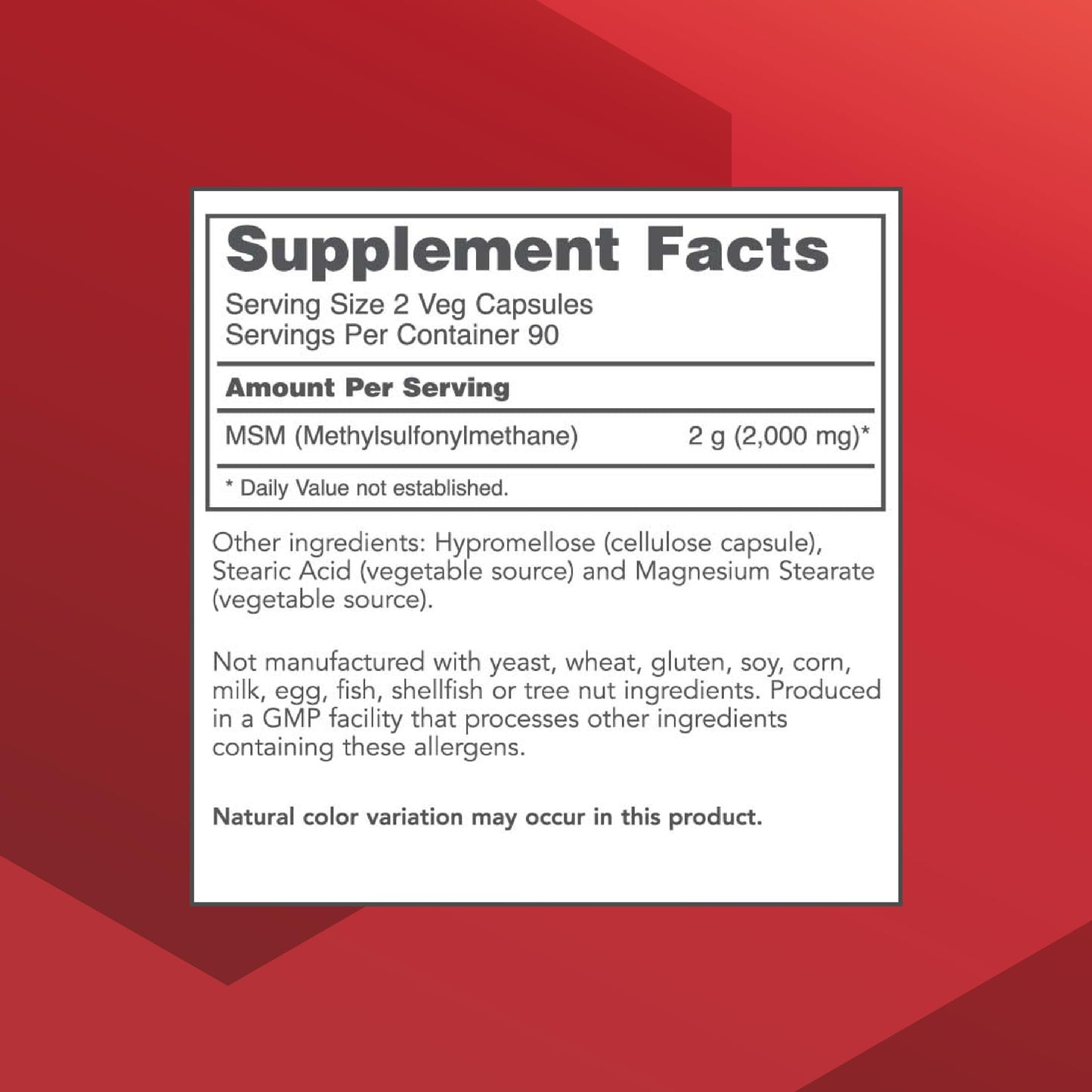 Protocol MSM Bioavailable Sulfur 1000mg | Joint Health & Hair, Skin & Nails | Vegan & Non-GMO | 180 Veg Capsules