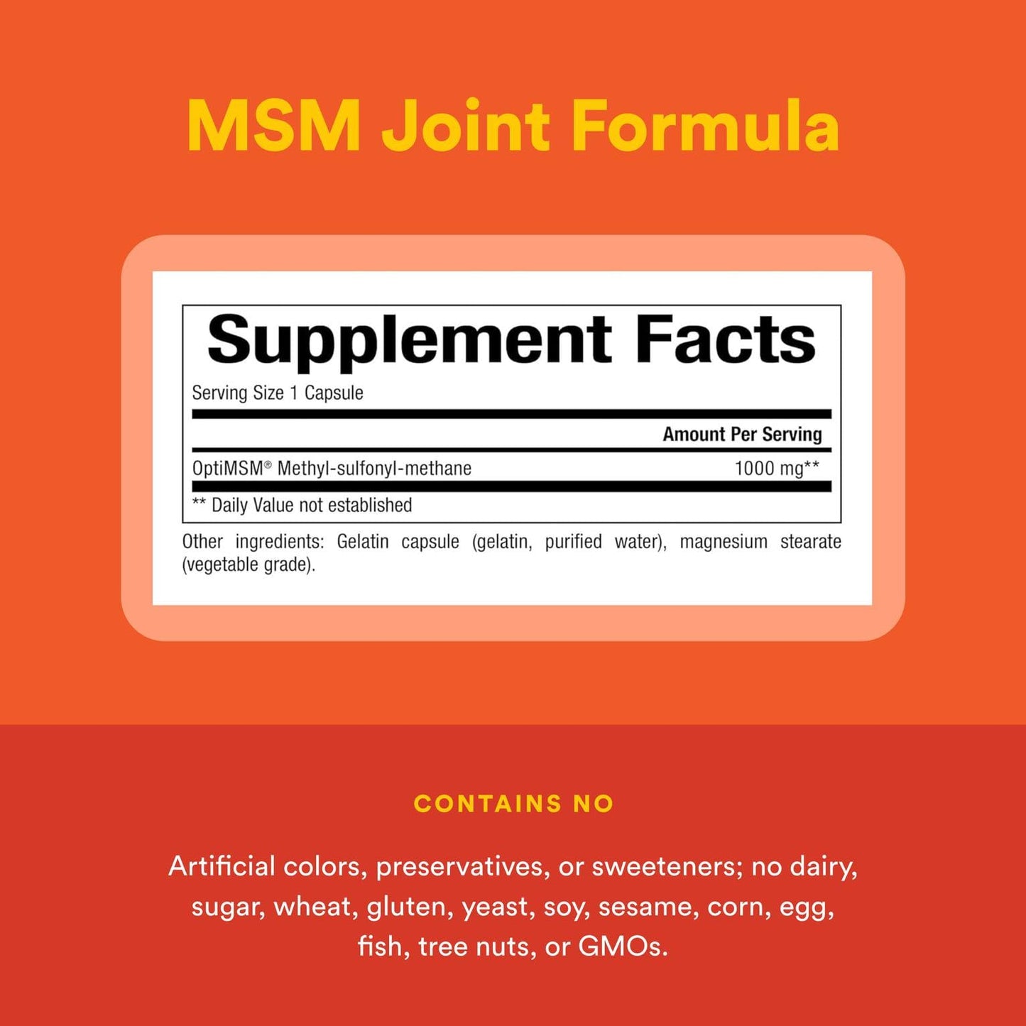 Natural Factors MSM – Supports Healthy Joints, Hair, Skin & Nails | 90 Capsules