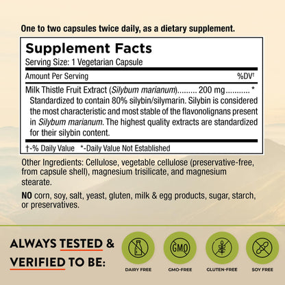 Mt. Angel Vitamins' Milk Thistle - Vegetarian Liver Support Supplement - Optimal Liver Health & Herbal Detox - Non-GMO & Gluten-Free - Made in The USA - 60 Capsules