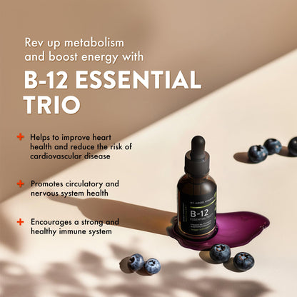 Mt. Angel Vitamins B12 Essential Trio – Vegan Sublingual Drops | Made in USA, Non-GMO