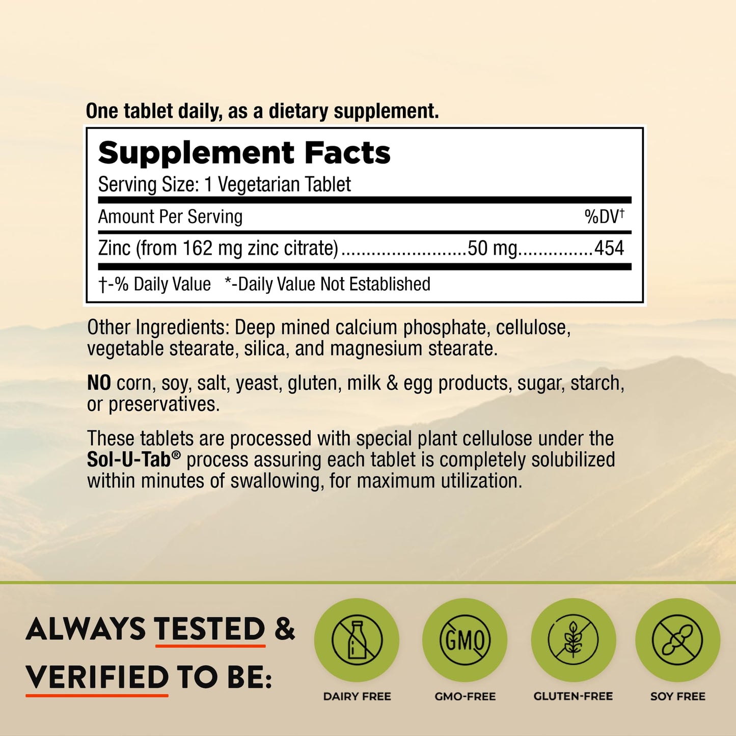 Mt. Angel Vitamins - Zinc Citrate 50mg - Zinc 50 mg Citrate Chelate - Natural Zinc Supplements Made in USA - 60 Vegetarian Tablets