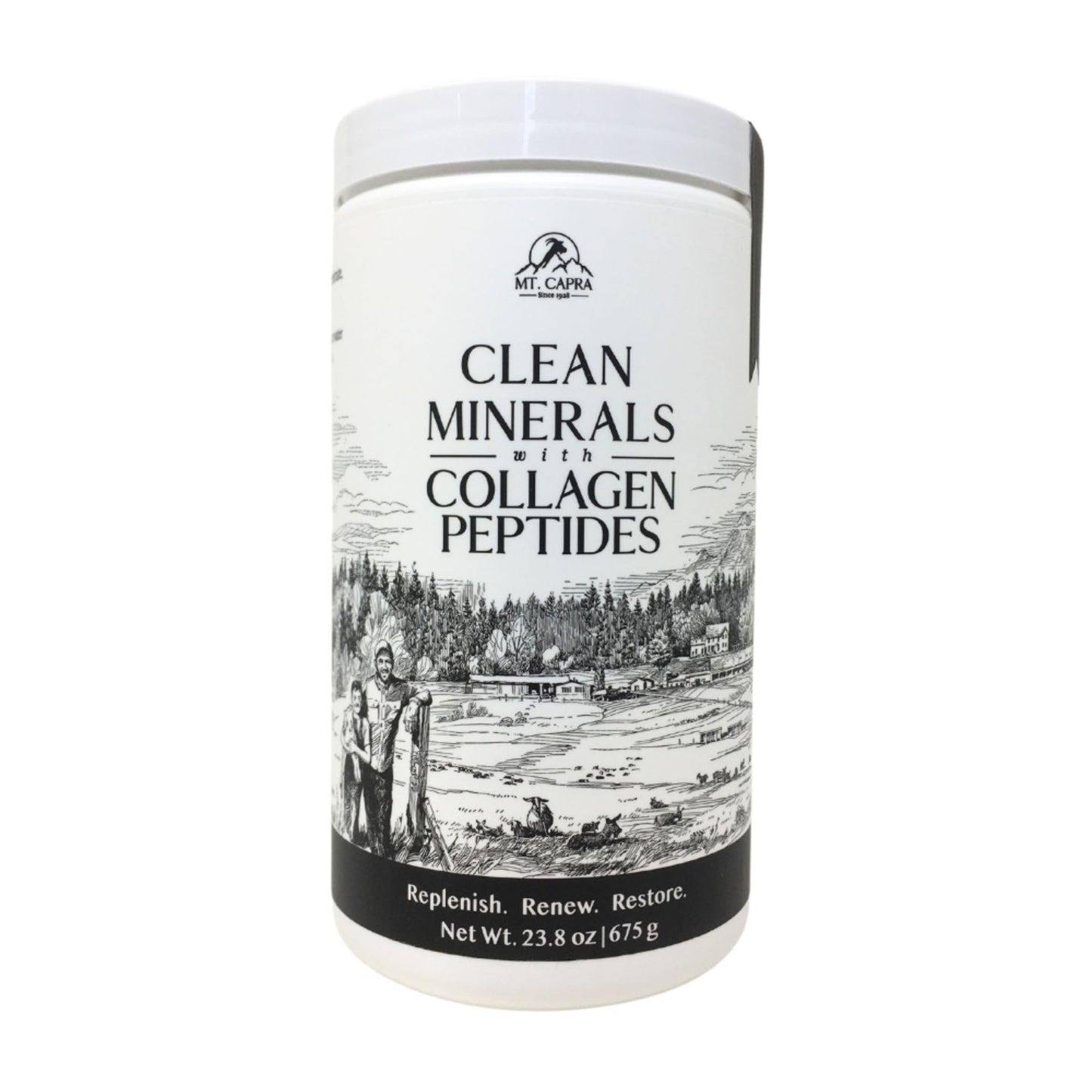 Mt. Capra Clean Minerals with Collagen Peptides | Whole Food Minerals from Goat Milk Whey and Grass-Fed Type I and III Collagen Peptides | 10 g Protein per Serving | Unflavored | 20 Servings - 23.8 oz