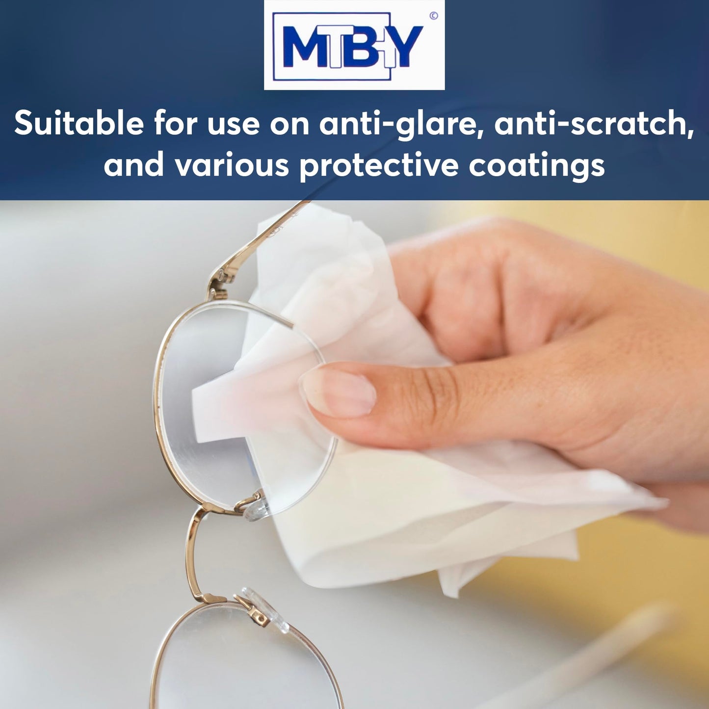 MTBHY Lens Cleaning Wipes – 50 Wipes, Pre-Moistened & Non-Scratching