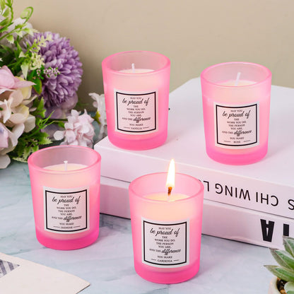 MTLEE 16-Pack Scented Candles Gift Set – Aromatherapy Soy Wax, Pink, Inspirational