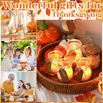 MTLEE 50 Pcs Pumpkin Jar Candles – Thanksgiving Gifts, Natural Soy Wax, DIY Tags