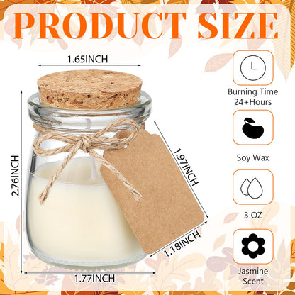 MTLEE 50 Pcs Pumpkin Jar Candles – Thanksgiving Gifts, Natural Soy Wax, DIY Tags