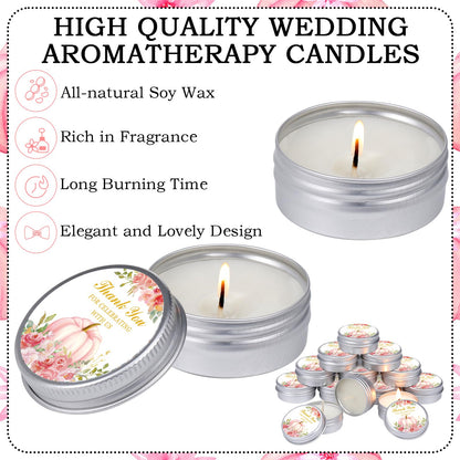 MTLEE 50 Pcs Little Pumpkin Baby Shower Favors – Lavender Scented Soy Wax Candles in Pink Travel Tins