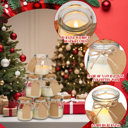 MTLEE 50 Pcs Christmas Jar Candles – Scented Soy Wax Jars with DIY Tag Cards | Xmas Gift & Party Favors