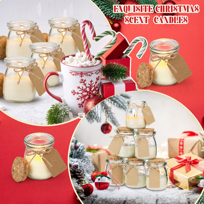 MTLEE 50 Pcs Christmas Jar Candles – Scented Soy Wax Jars with DIY Tag Cards | Xmas Gift & Party Favors