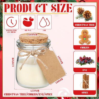 MTLEE 50 Pcs Christmas Jar Candles – Scented Soy Wax Jars with DIY Tag Cards | Xmas Gift & Party Favors