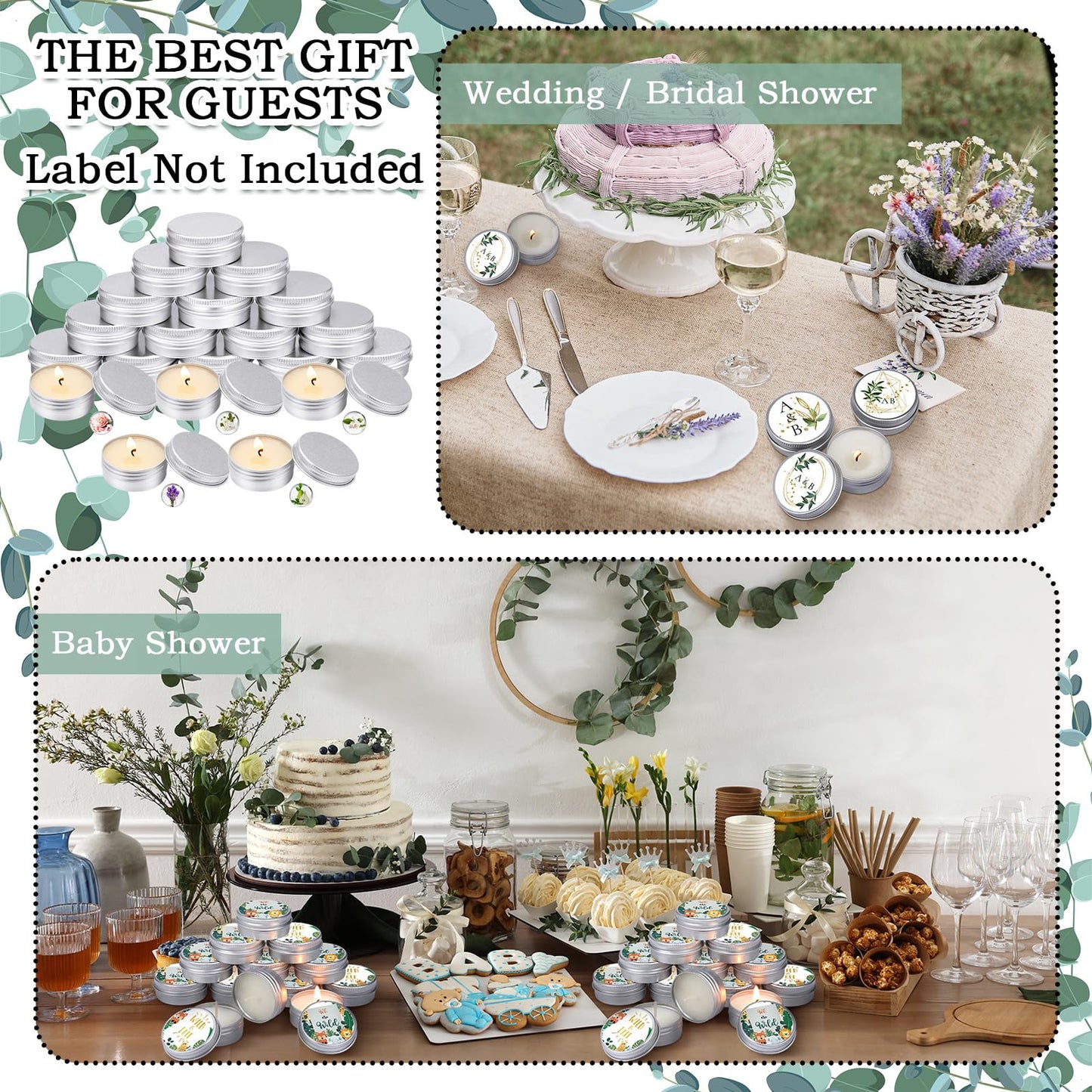 MTLEE 50 Pcs Wedding Scented Candles Gift Tin | Aromatherapy Wedding Favors