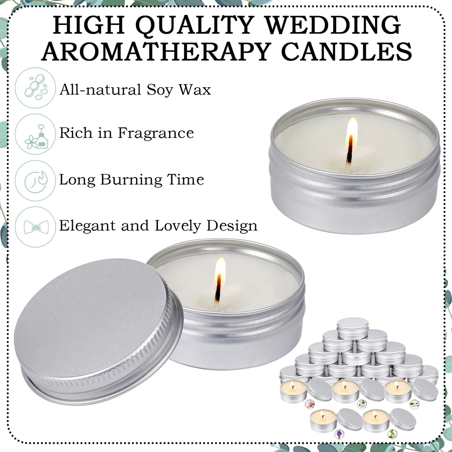 MTLEE 50 Pcs Wedding Scented Candles Gift Tin | Aromatherapy Wedding Favors