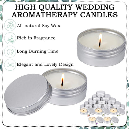 MTLEE 50 Pcs Wedding Scented Candles Gift Tin | Aromatherapy Wedding Favors