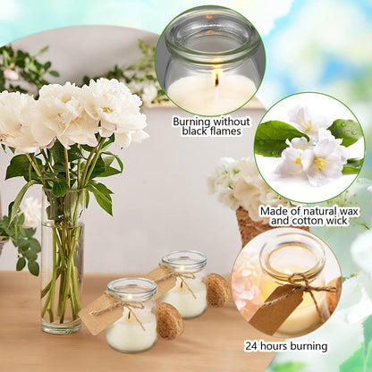 MTLEE 50 Pcs Wedding Jar Candles for Guests Jasmine Scent – Soy Wax, DIY Tag Cards, Wedding Favors