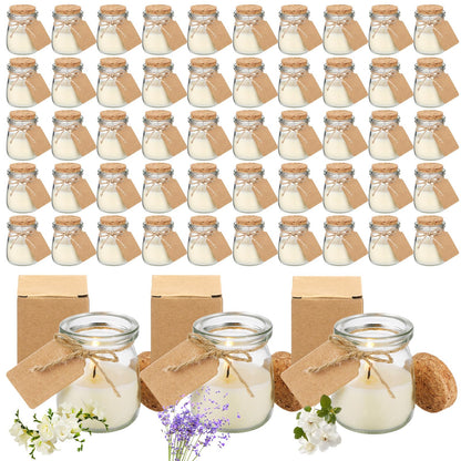 MTLEE 50 Pcs Wedding Jar Candles – Natural Soy Wax with DIY Tags (Freesia/Gardenia/Lavender)