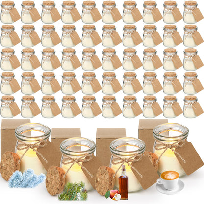 MTLEE 50 Pcs Winter Jar Candles Gift Set – Soy Wax with DIY Tags