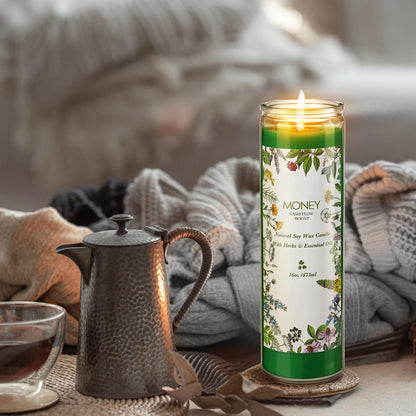 MTLEE 2 Pcs Money Scented Spell Candles – Soy Herbal Money Candles for Wealth & Prosperity