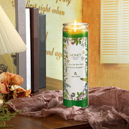 MTLEE 2 Pcs Money Scented Spell Candles – Soy Herbal Money Candles for Wealth & Prosperity