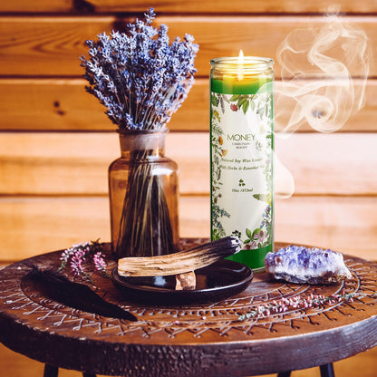 MTLEE 2 Pcs Money Scented Spell Candles – Soy Herbal Money Candles for Wealth & Prosperity