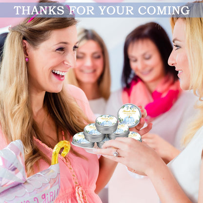 MTLEE 50 Pcs Little Pumpkin Baby Shower Favors - Lavender Soy Wax Travel Tin Candles (Blue)