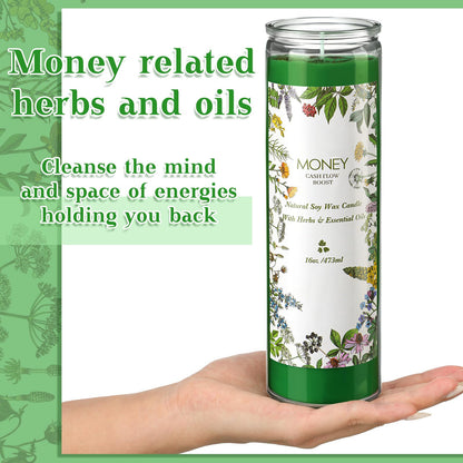 MTLEE 2 Pcs Money Scented Spell Candles – Soy Herbal Money Candles for Wealth & Prosperity