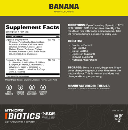 MTN OPS Biotics STM Probiotic Supplement – Gut Health, Digestion & Immunity (Sugar-Free)