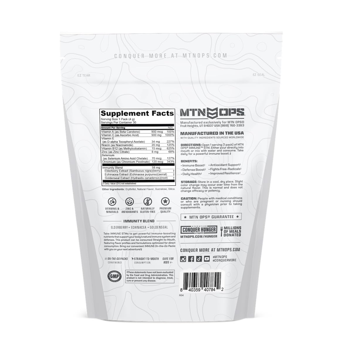 MTN OPS Immune STM Powder Drink Mix – Vitamin C, Vitamin D, Zinc, Antioxidants | Citrus, 30 Servings